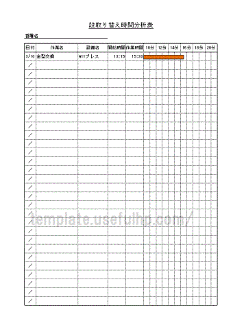段取り替え時間分析表のテンプレート