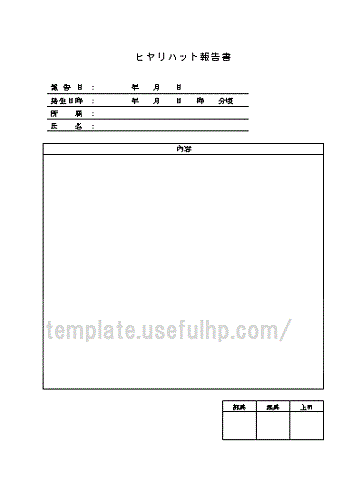 ヒヤリハット報告書のテンプレート