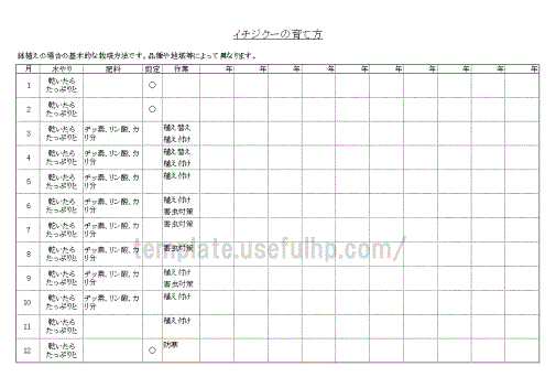 栽培カレンダー イチジクの育て方 無料でダウンロードできるテンプレート