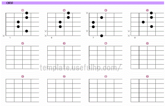 C6/9のギターコード表のテンプレート