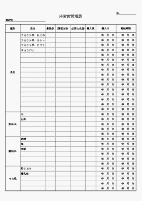 Excel非常食管理表